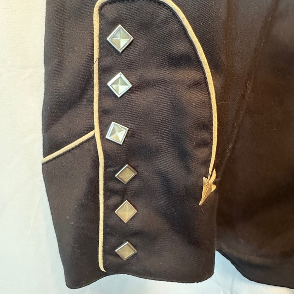 Scully Men's Size Large Studded Western Embroidered Black Snap Shirt Tip Collars - Picture 7 of 10